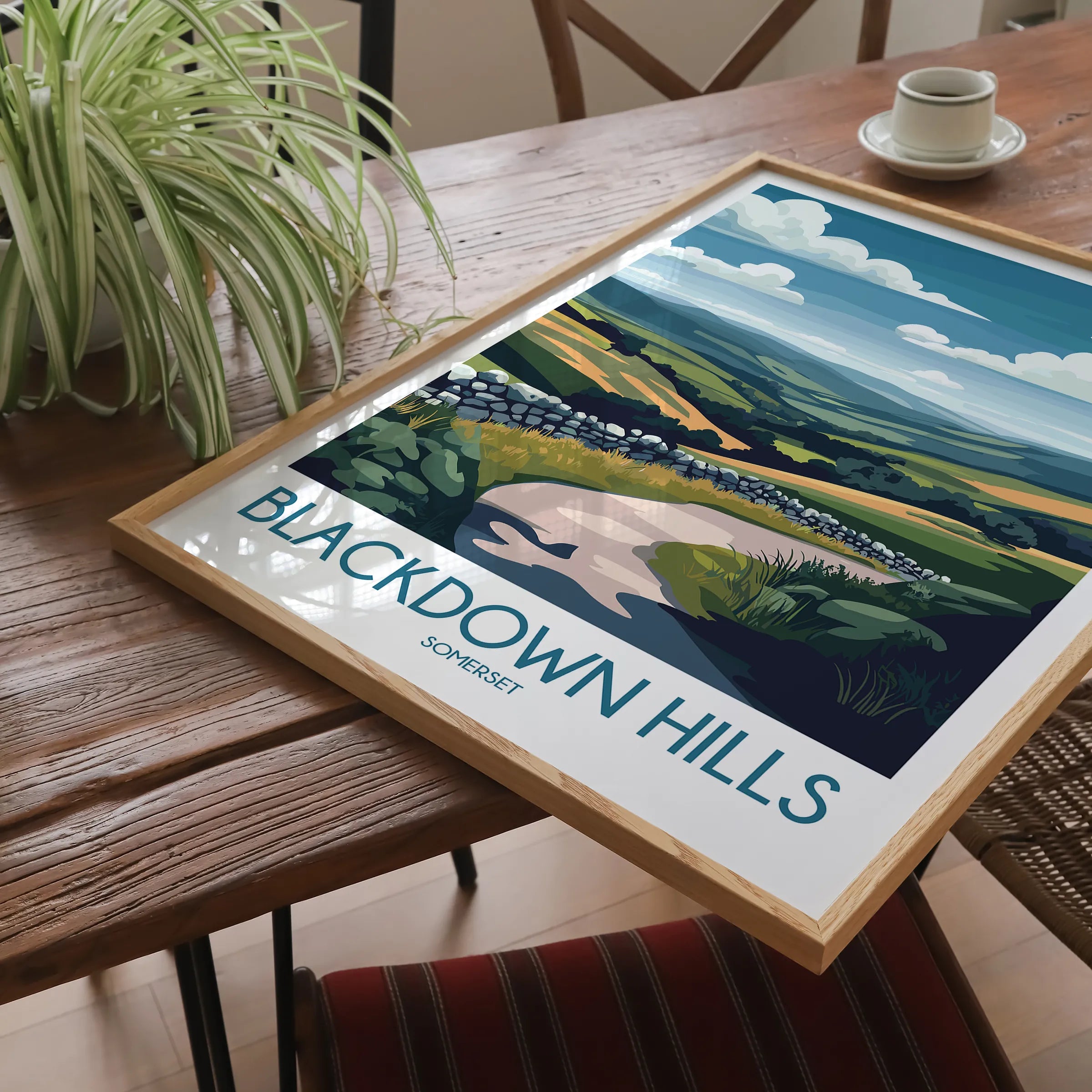 Blackdown Hills Retro Travel Illustration