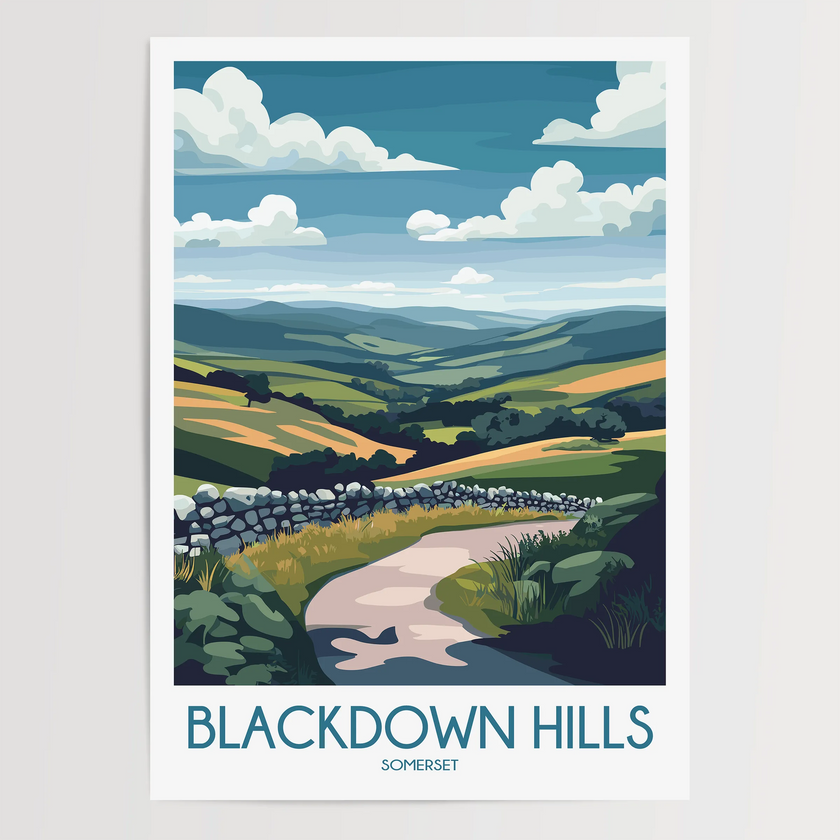 Blackdown Hills Vintage Style Print