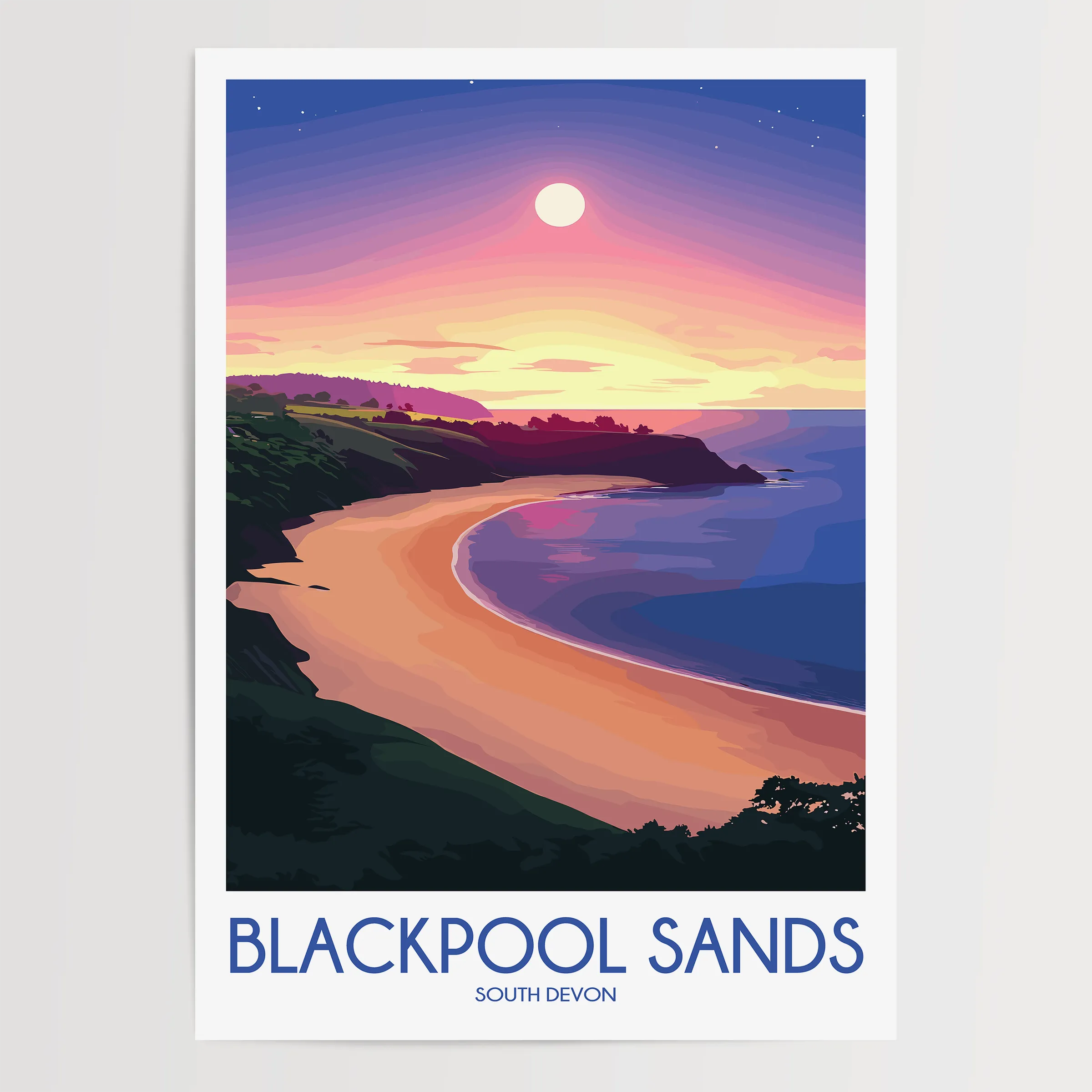 Blackpool Sands Retro Travel Illustration