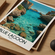 Blue Lagoon Retro Travel Illustration