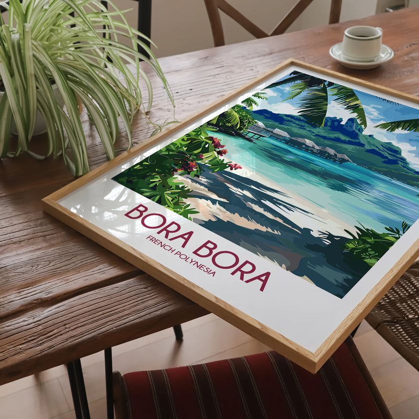 Bora Bora Retro Travel Illustration