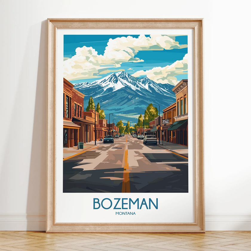 Bozeman Retro Travel Illustration