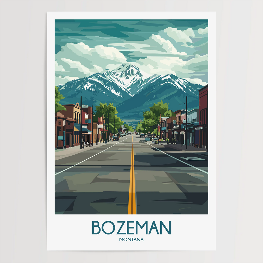 Bozeman Retro Travel Illustration