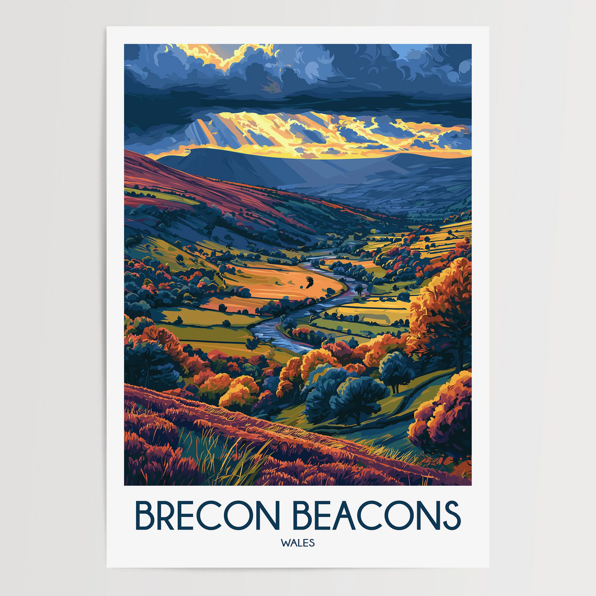 Brecon Beacons Modern Travel Poster