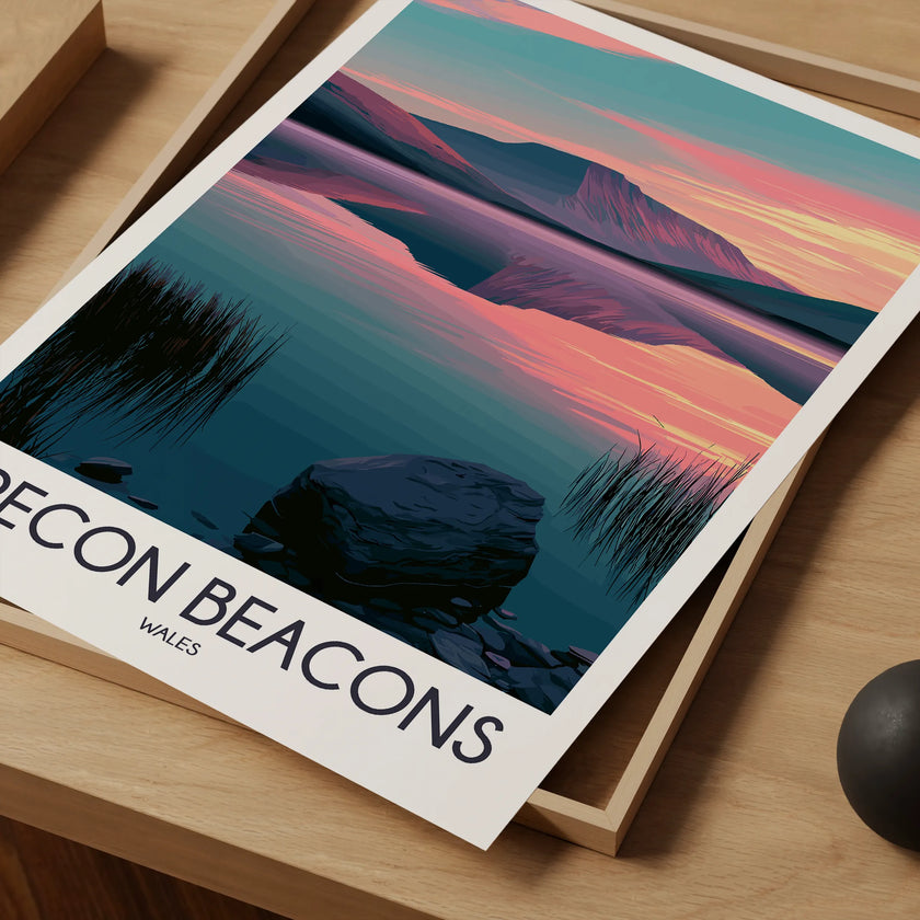 Brecon Beacons Retro Travel Illustration