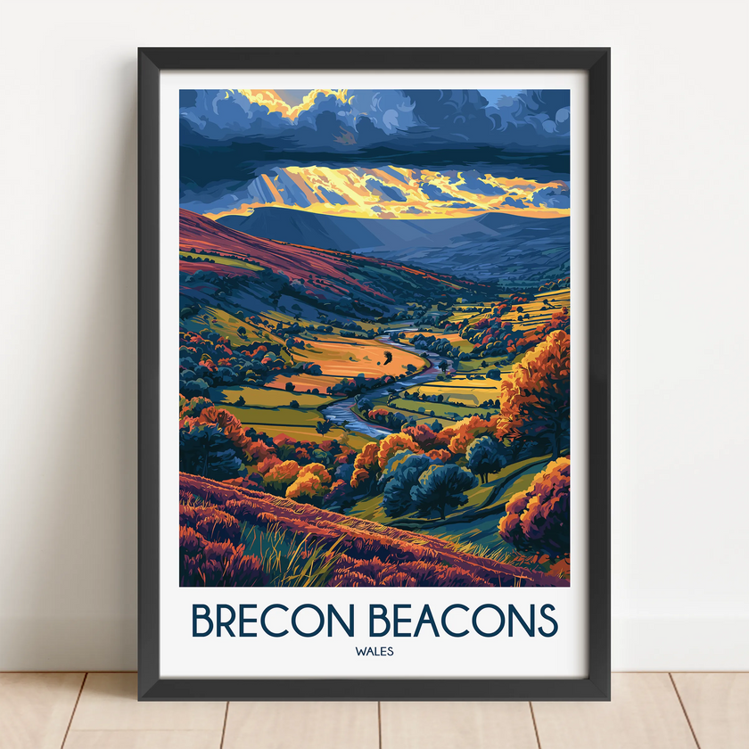 Brecon Beacons Retro Travel Illustration