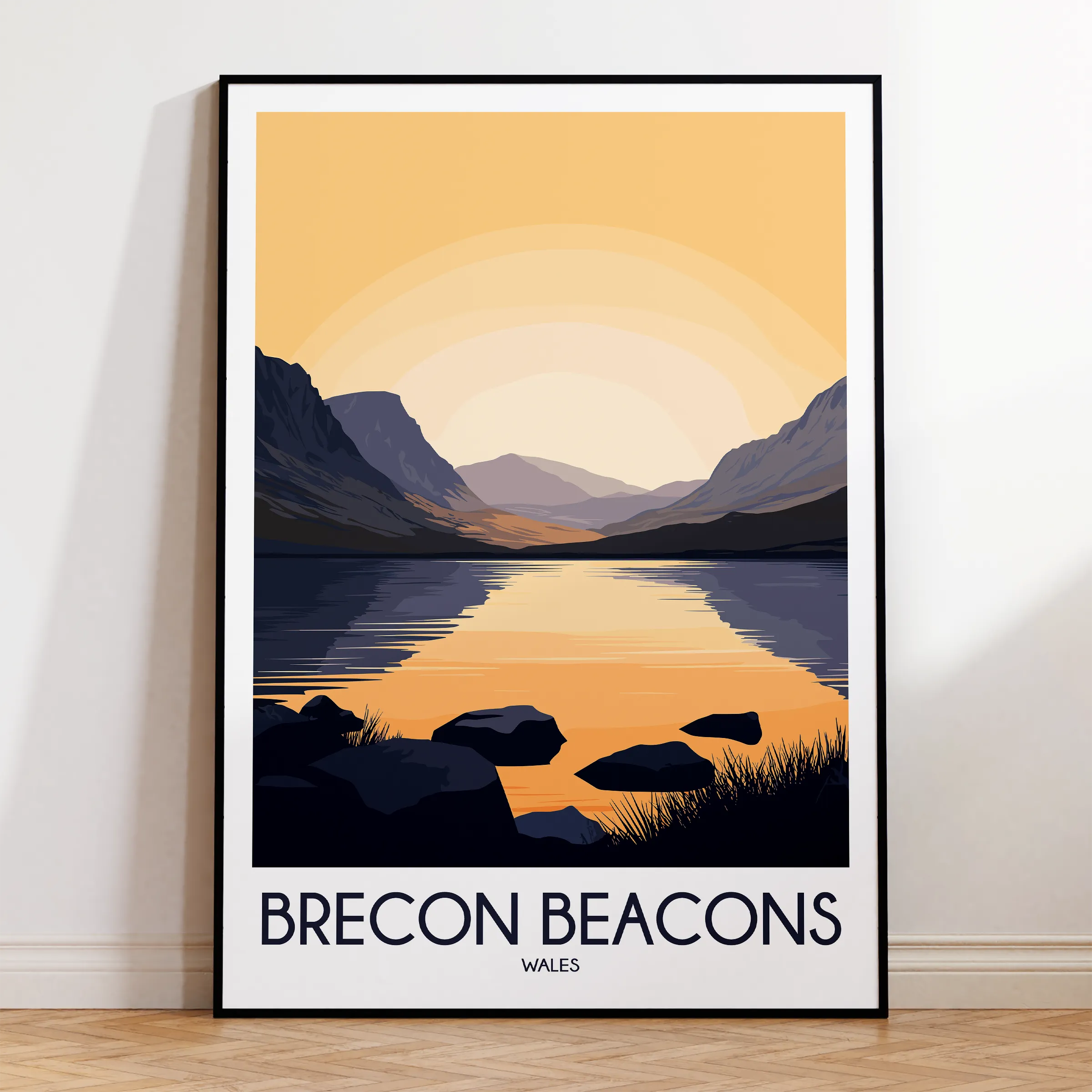 Brecon Beacons Retro Travel Illustration