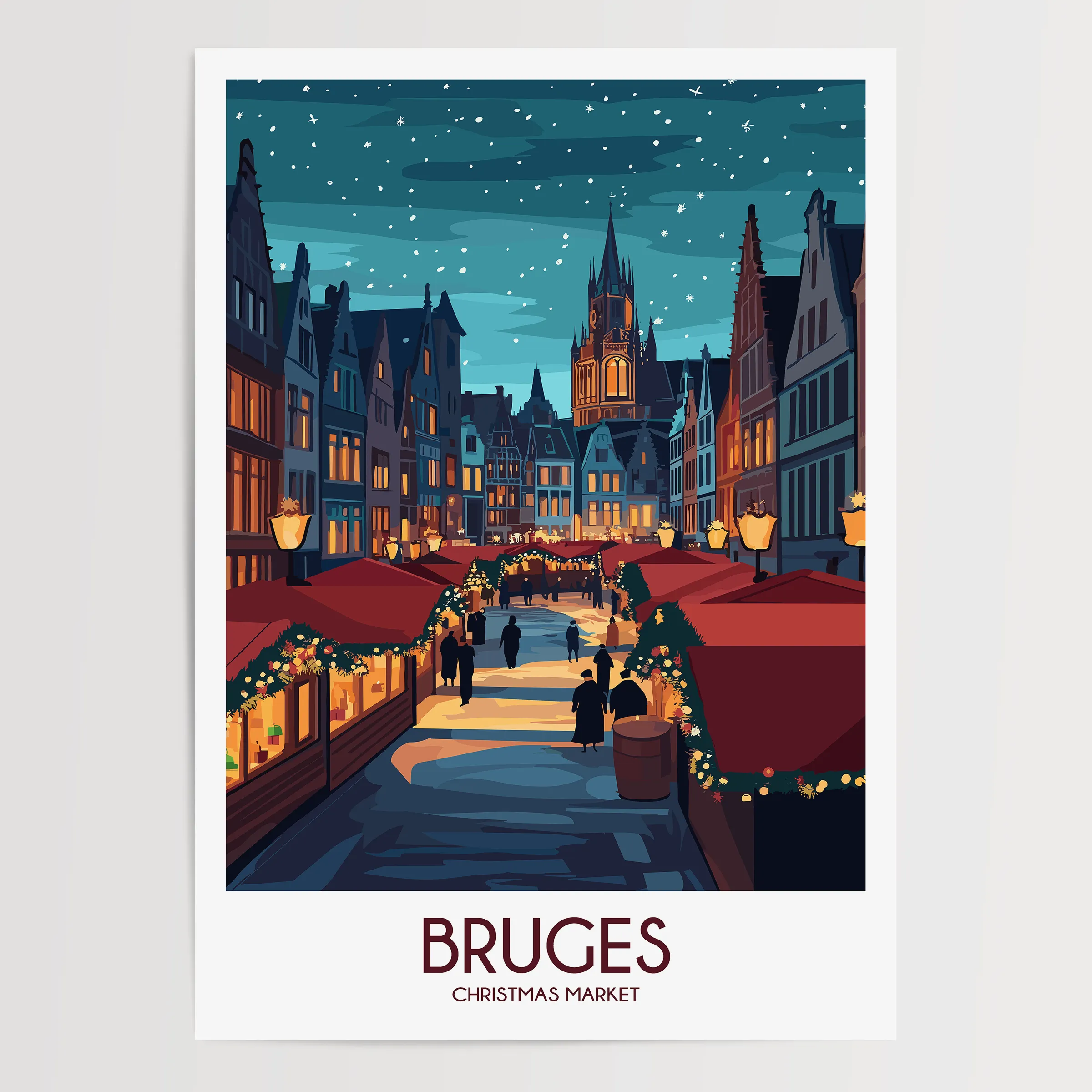 Bruges Retro Travel Illustration