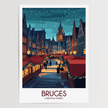 Bruges Retro Travel Illustration