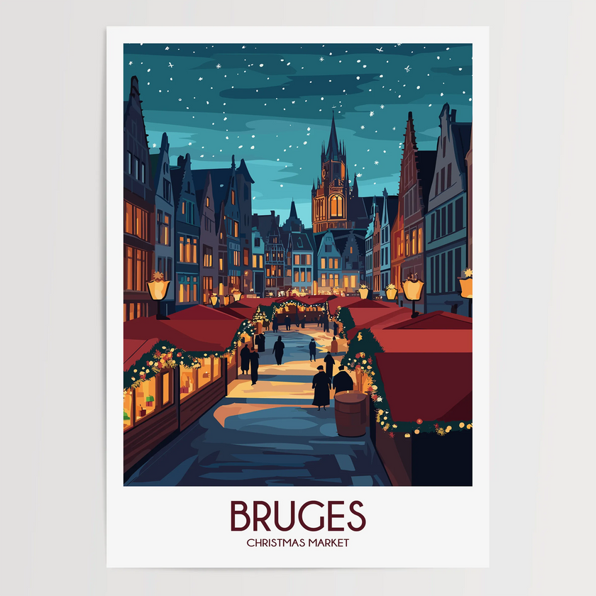 Bruges Retro Travel Illustration