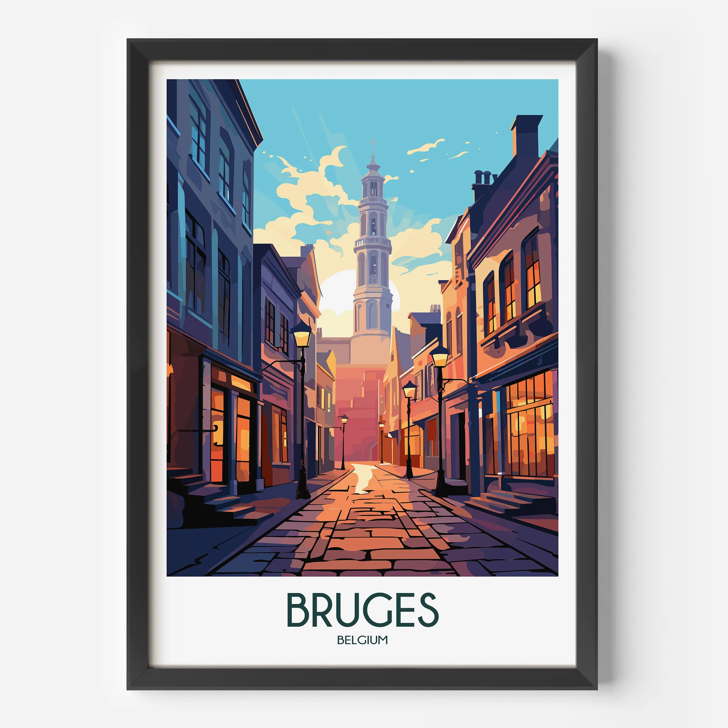 Bruges Retro Travel Illustration