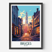 Bruges Retro Travel Illustration