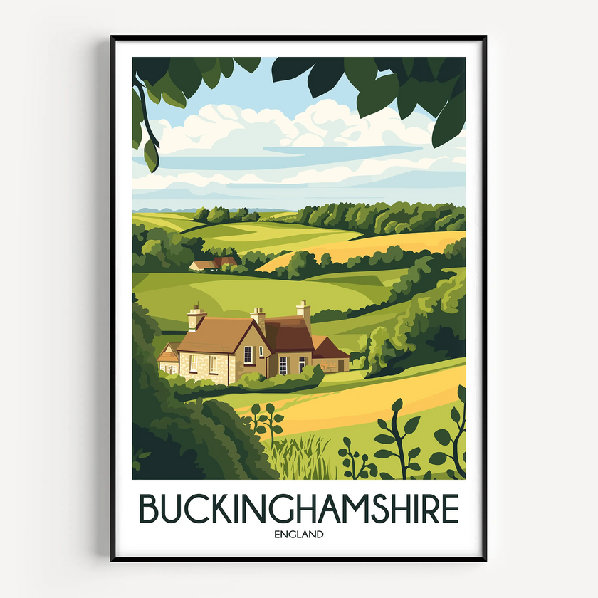 Buckinghamshire Retro Travel Illustration