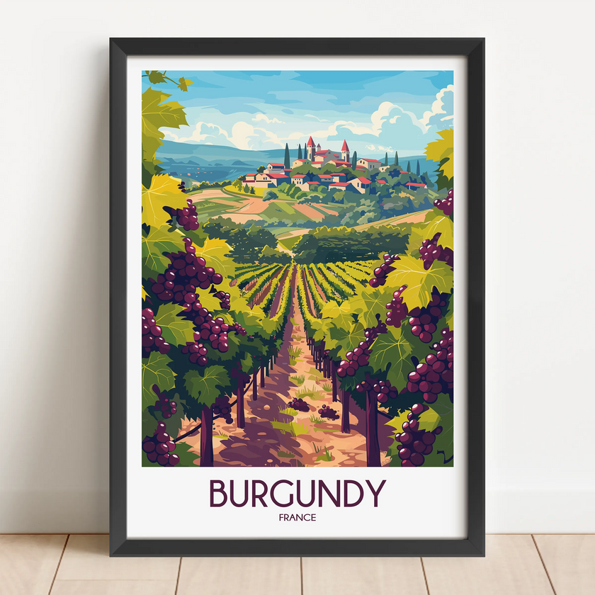 Burgundy Retro Travel Illustration