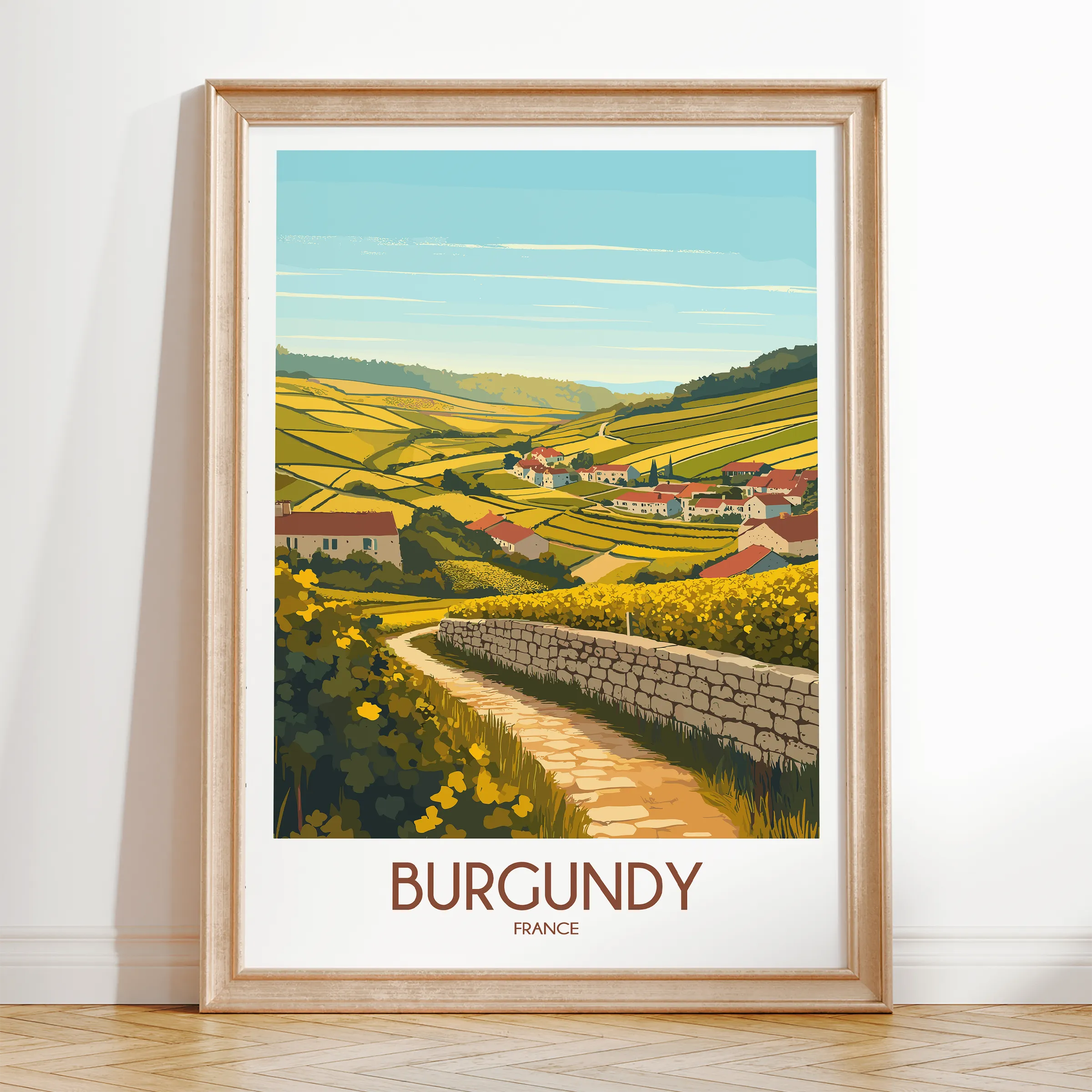Burgundy Scenic Landscape Art