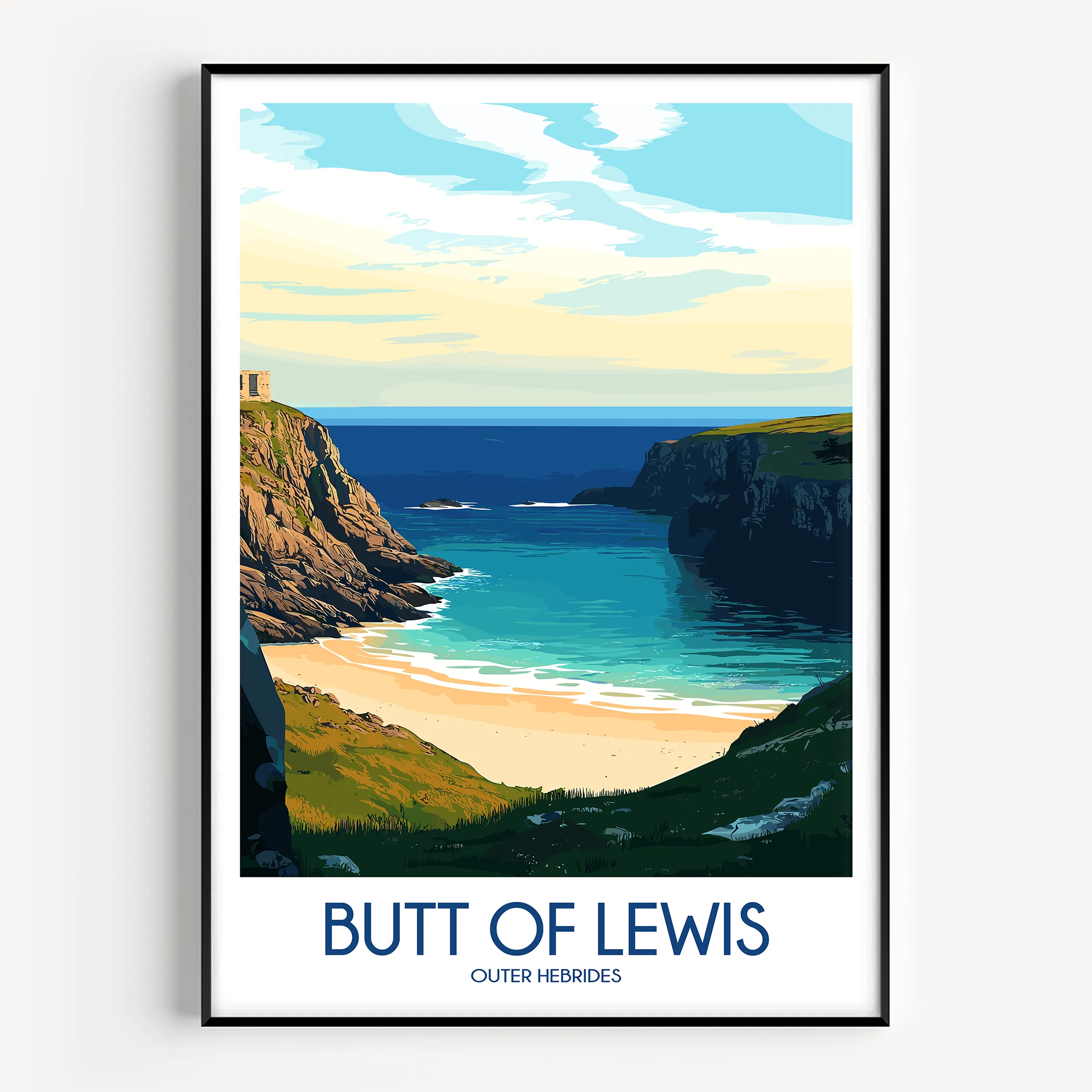 Butt Of Lewis Retro Travel Illustration