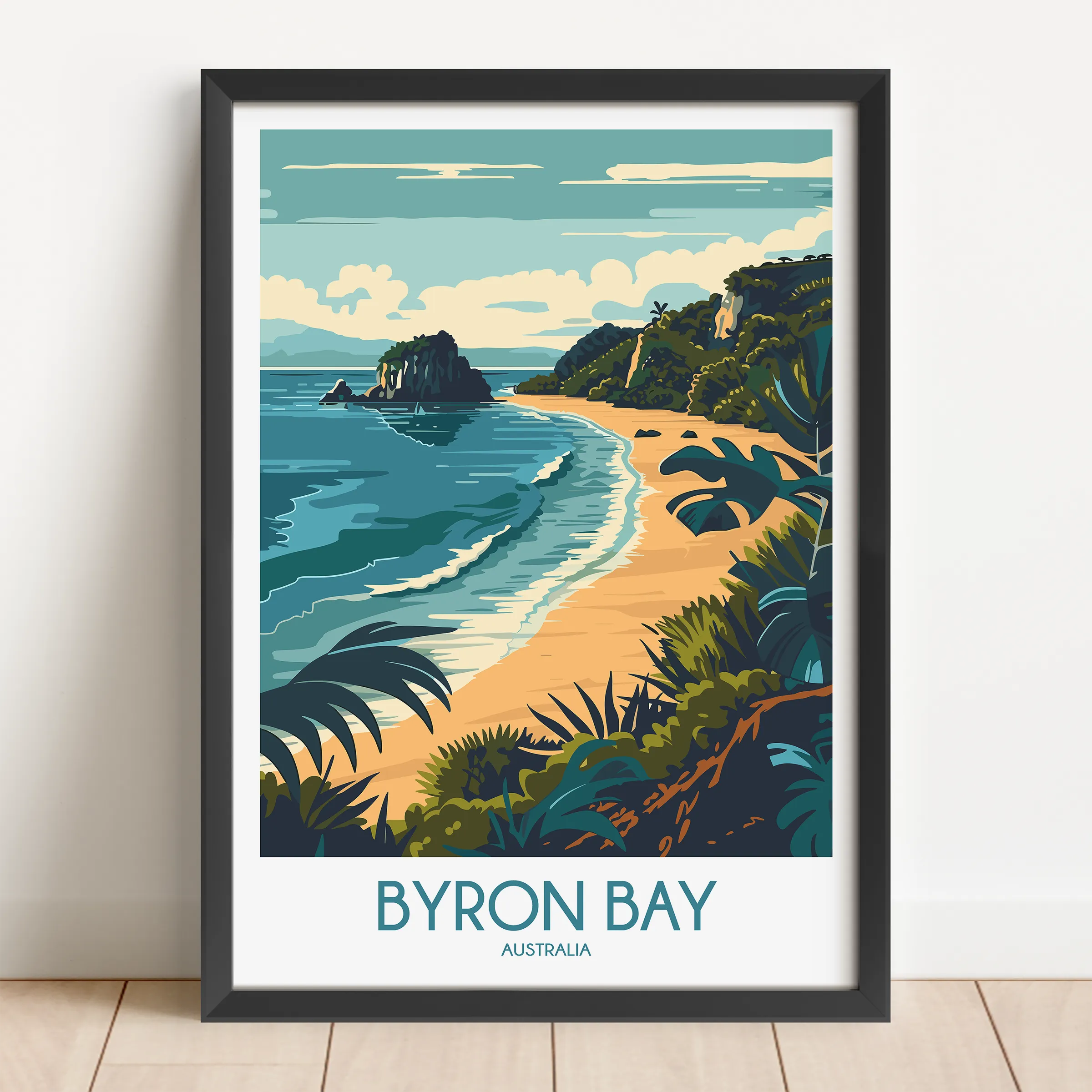 Byron Bay Retro Travel Illustration