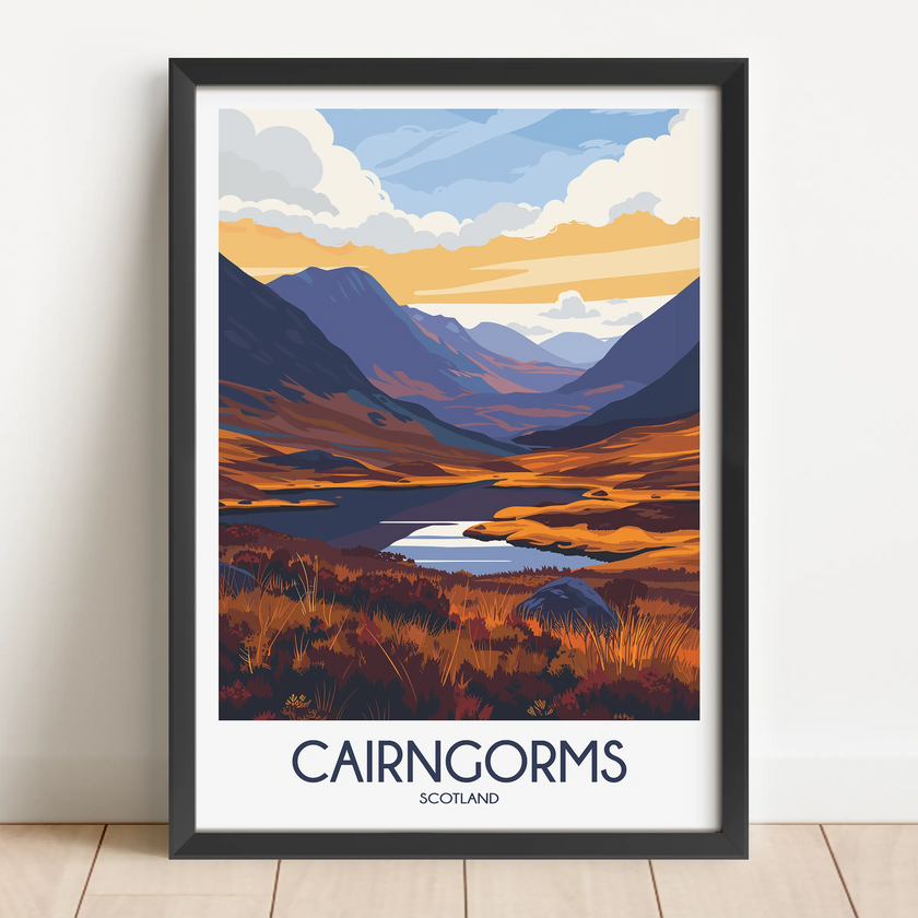 Cairngorms Retro Travel Illustration