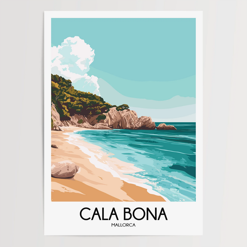 Cala Bona Retro Travel Illustration