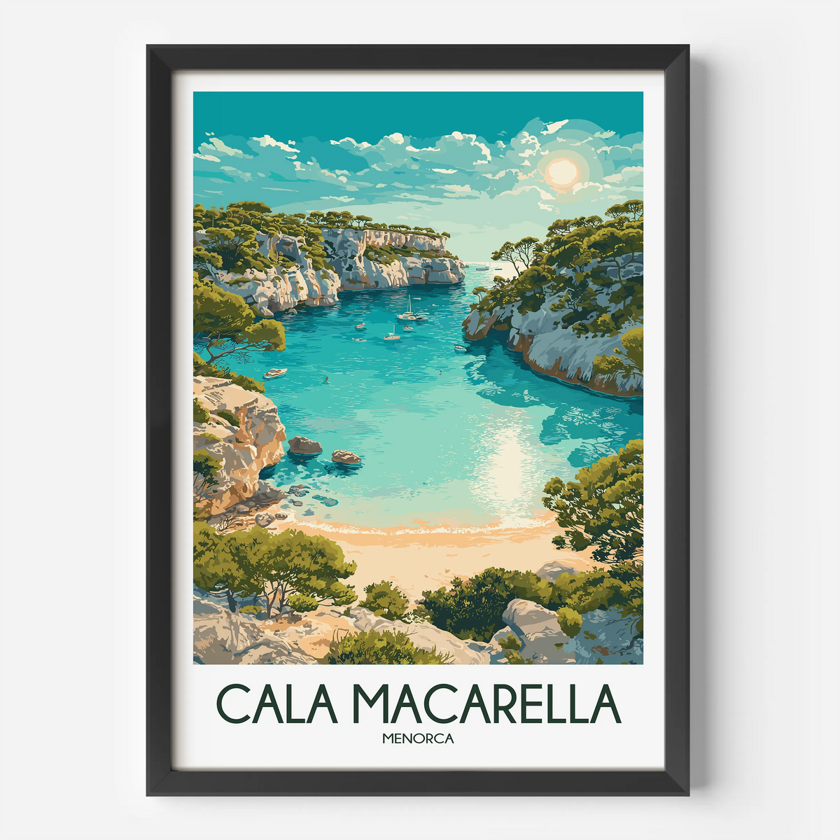 Cala Macarella Modern Travel Poster