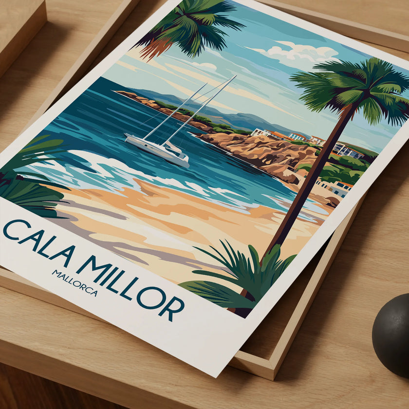 Cala Millor Retro Travel Illustration