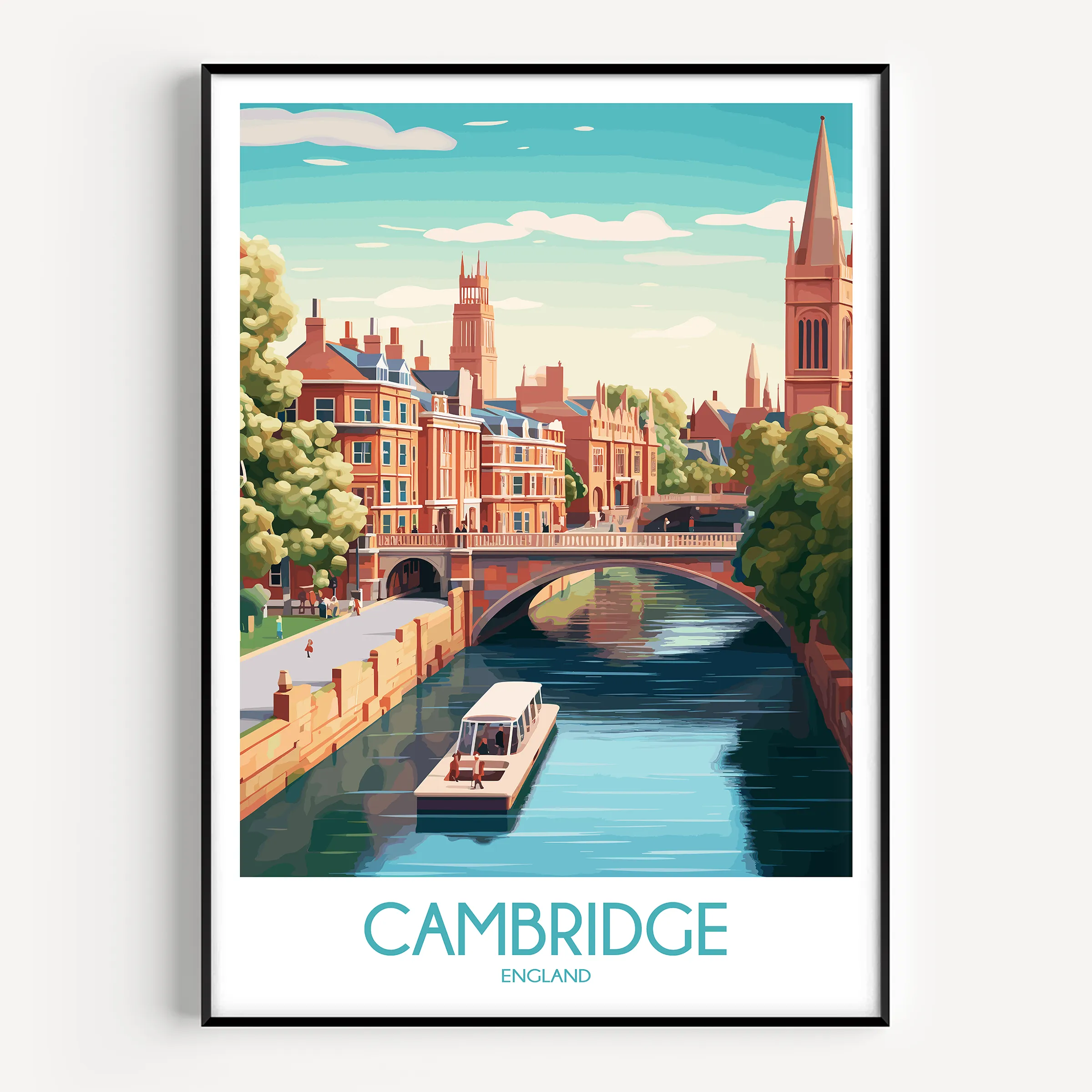 Cambridge Retro Travel Illustration