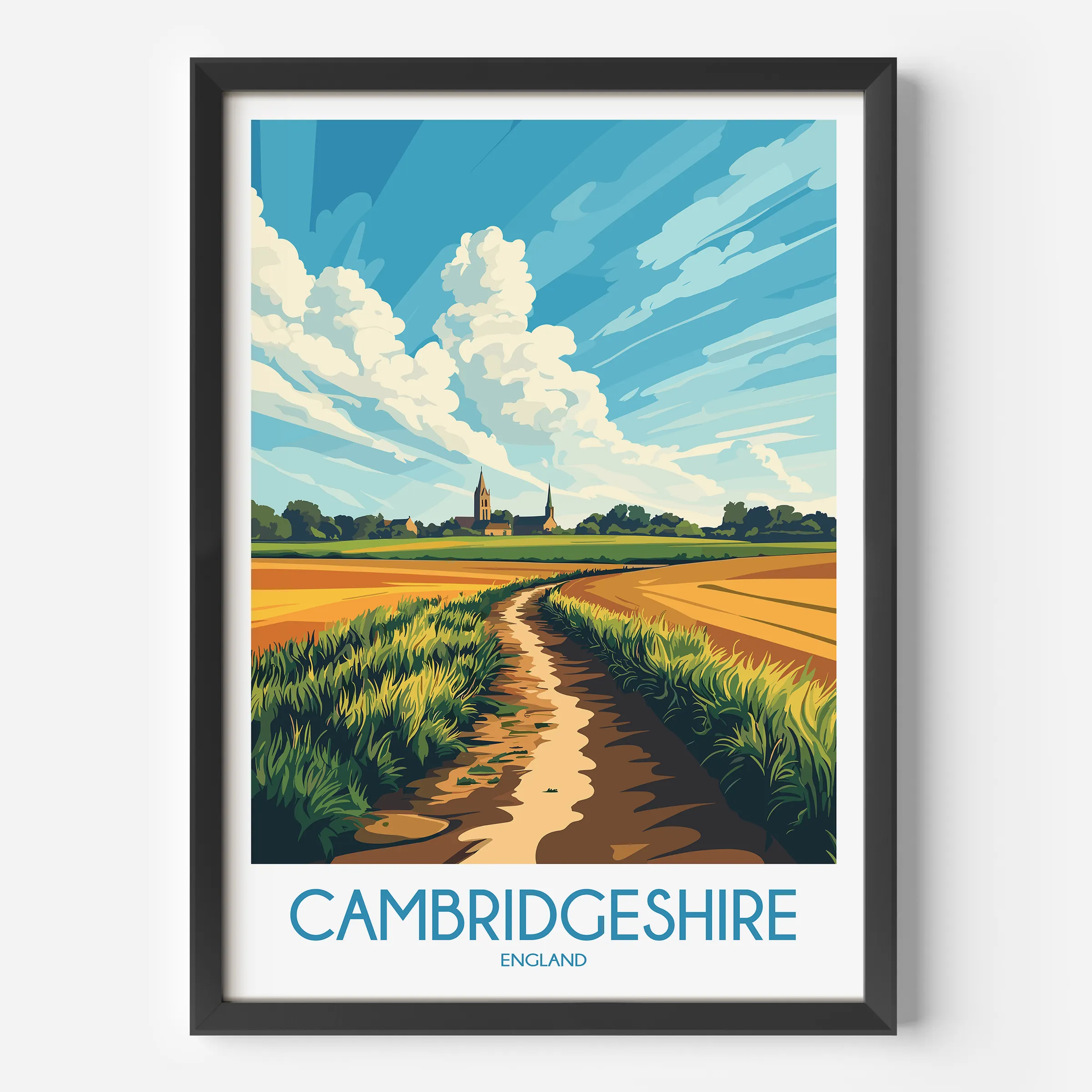Cambridgeshire Modern Travel Poster