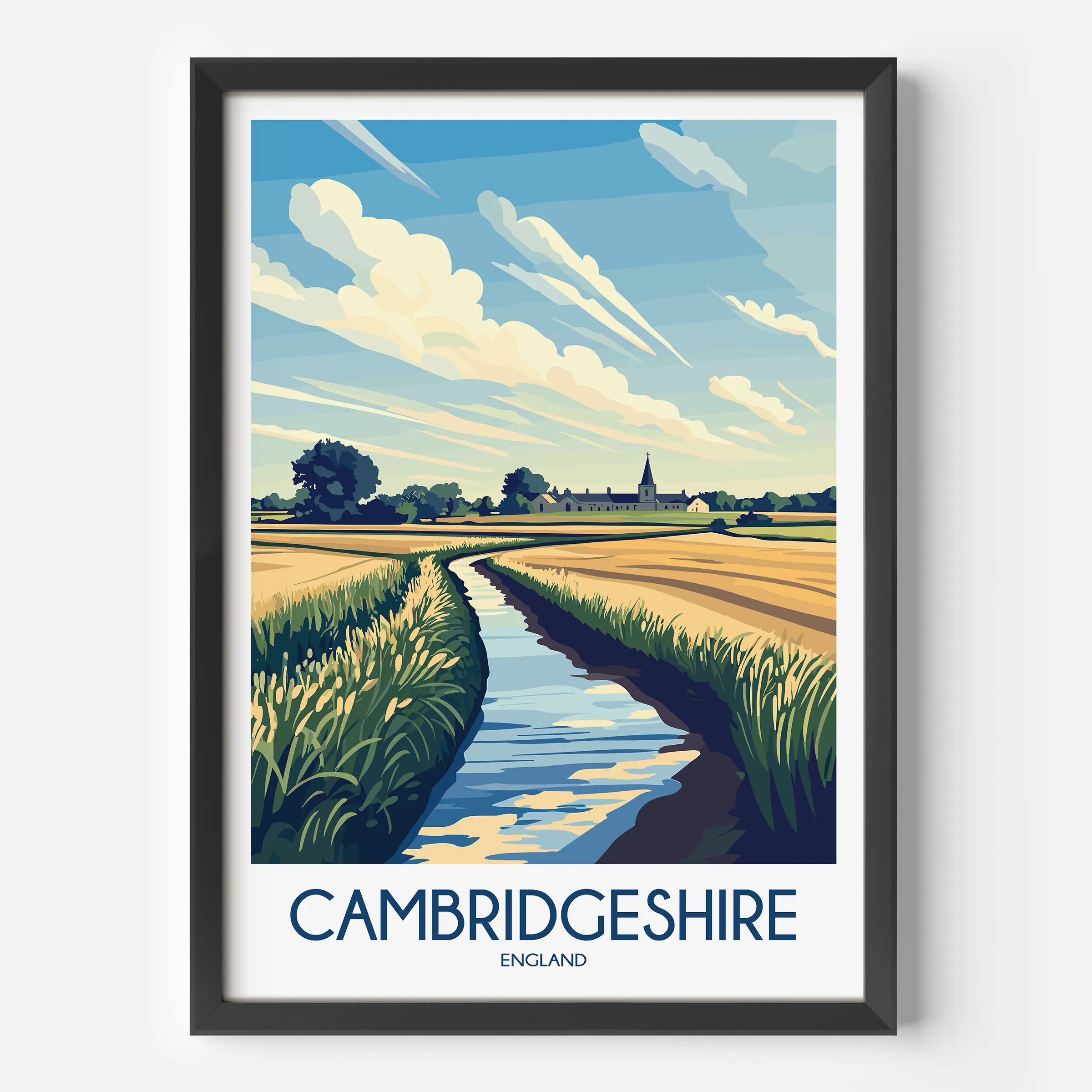 Cambridgeshire Retro Travel Illustration
