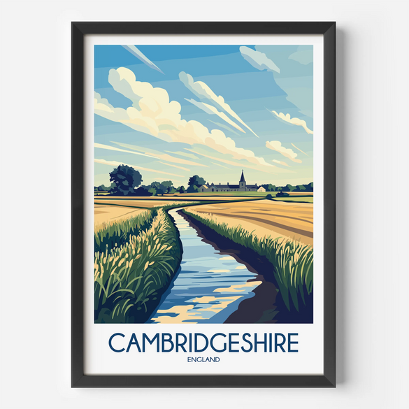 Cambridgeshire Retro Travel Illustration