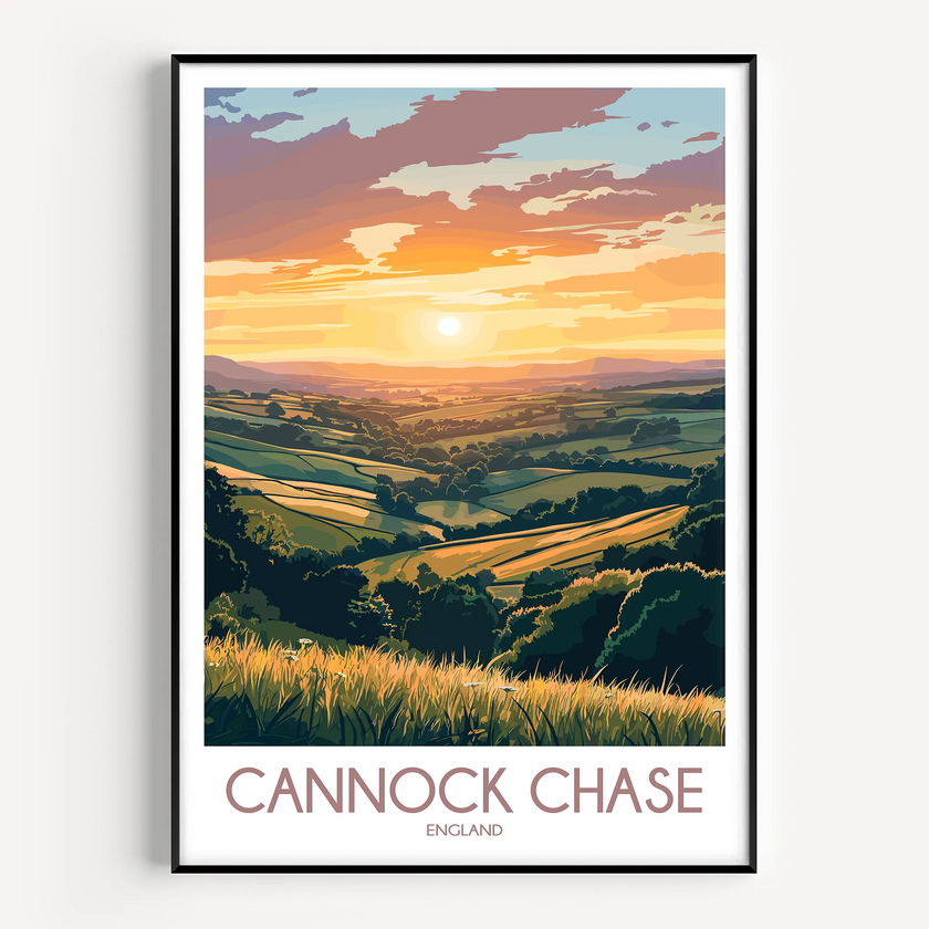 Cannock Chase Retro Travel Illustration