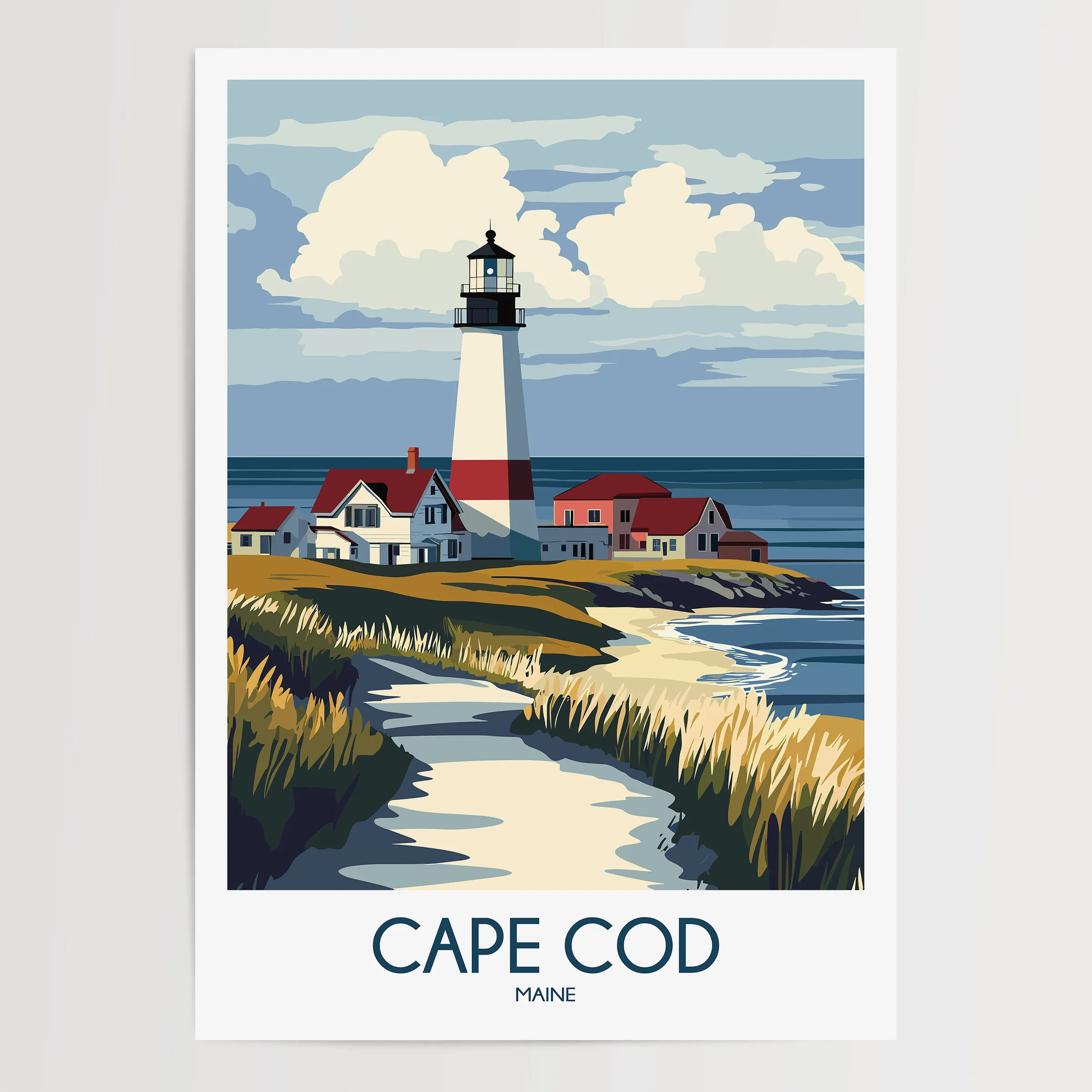 Cape Cod Retro Travel Illustration