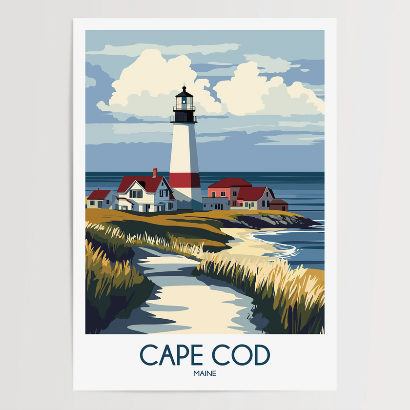 Cape Cod Retro Travel Illustration