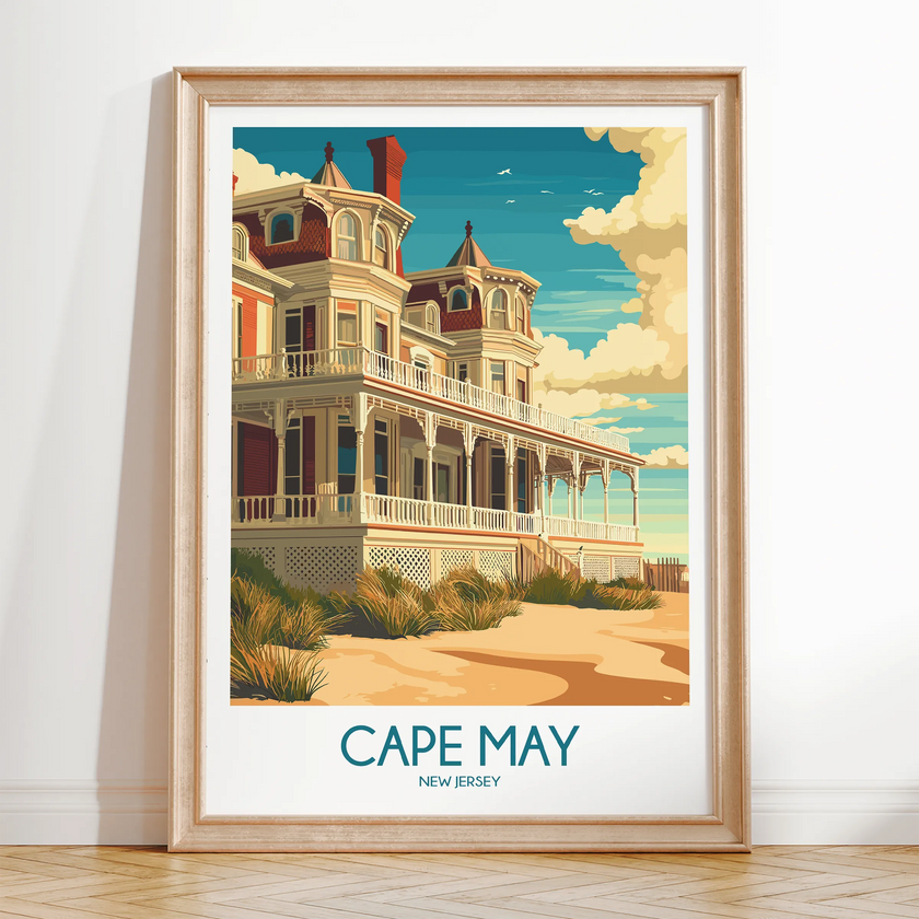 Cape May Retro Travel Illustration