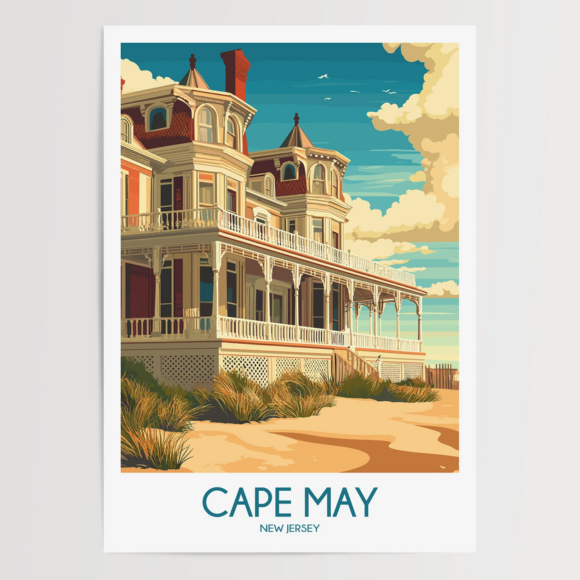 Cape May Vintage Style Print
