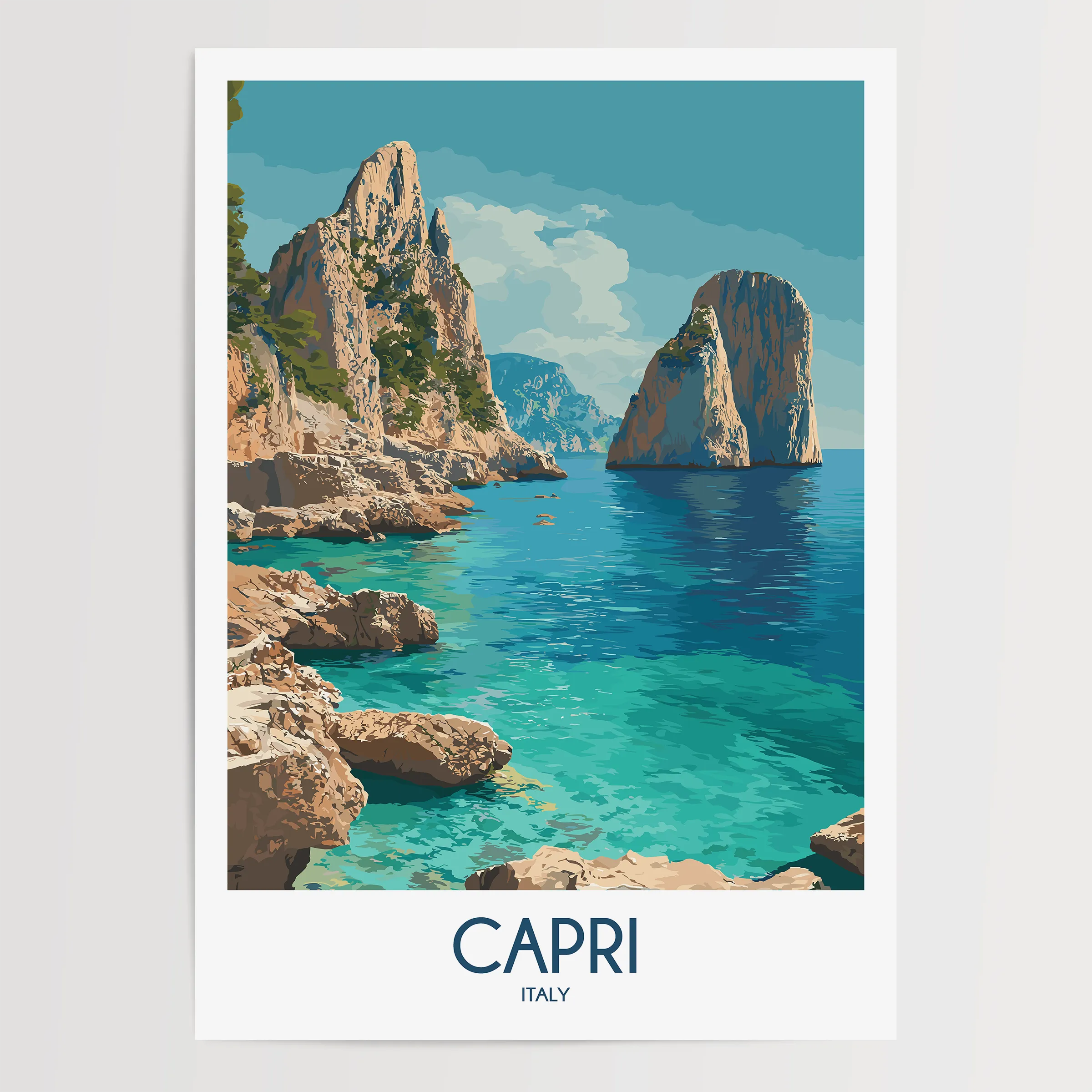 Capri Retro Travel Illustration