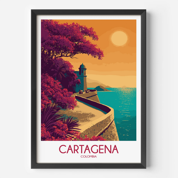 Cartagena Retro Travel Illustration