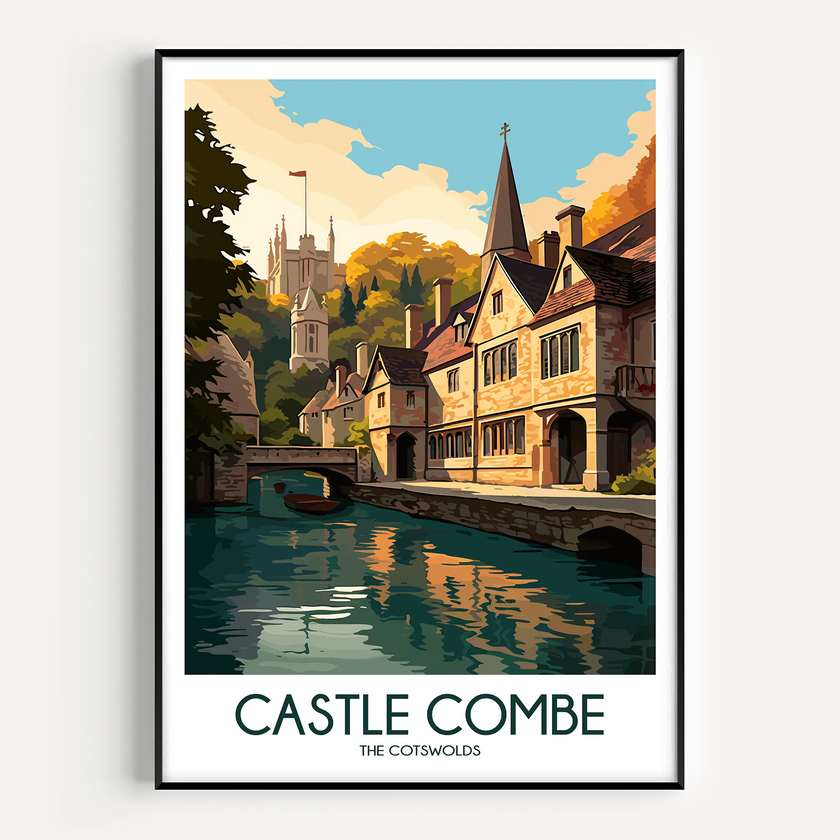 Castle Combe Retro Travel Illustration