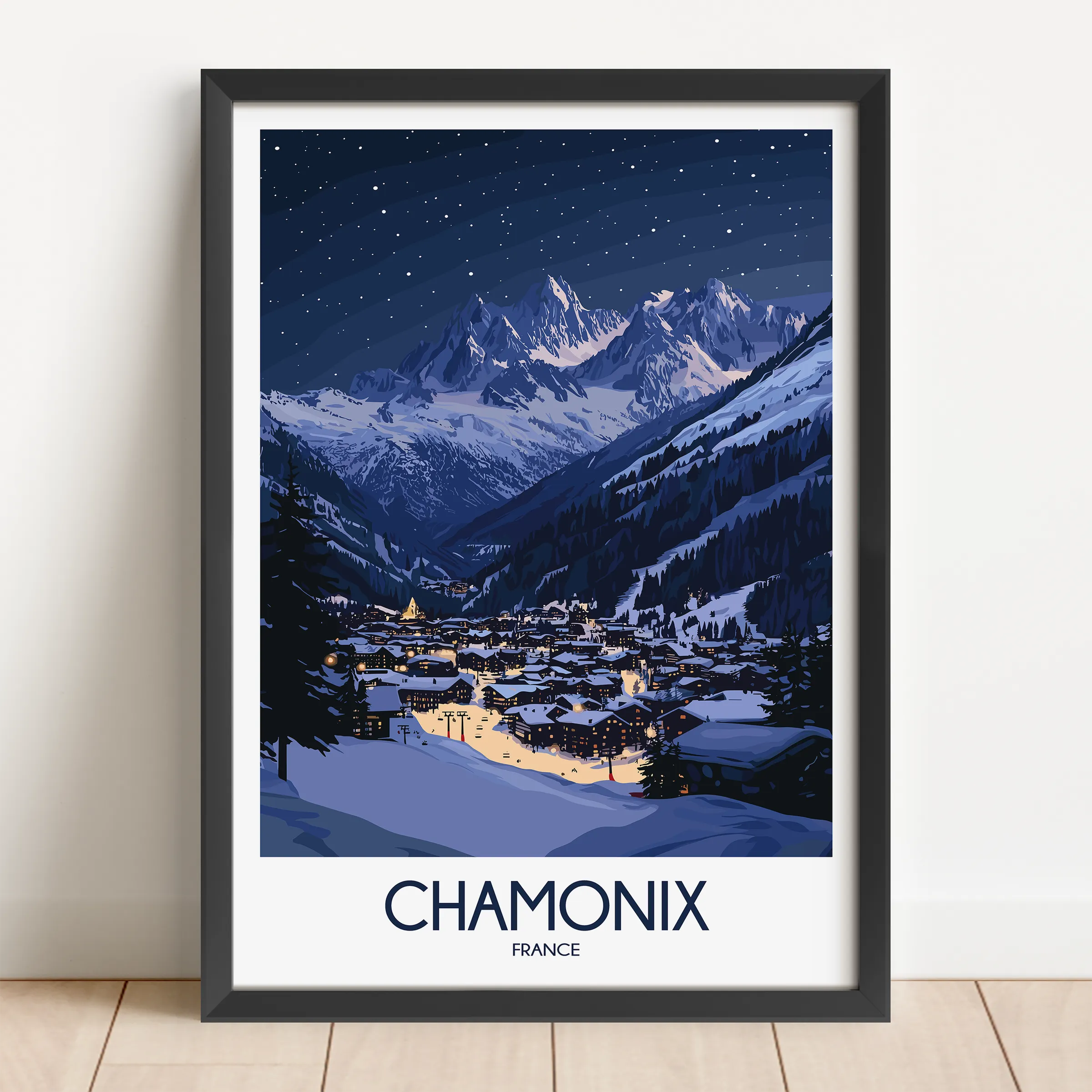 Chamonix Retro Travel Illustration