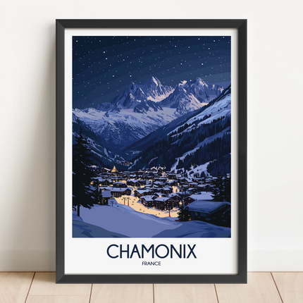 Chamonix Retro Travel Illustration