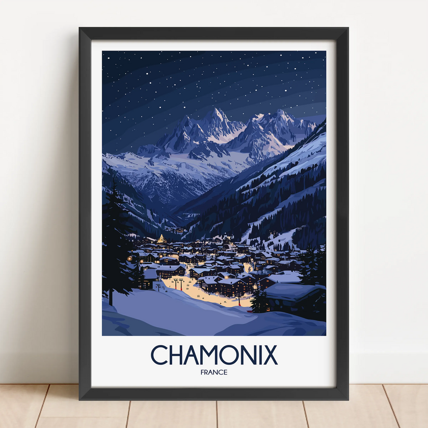 Chamonix Retro Travel Illustration