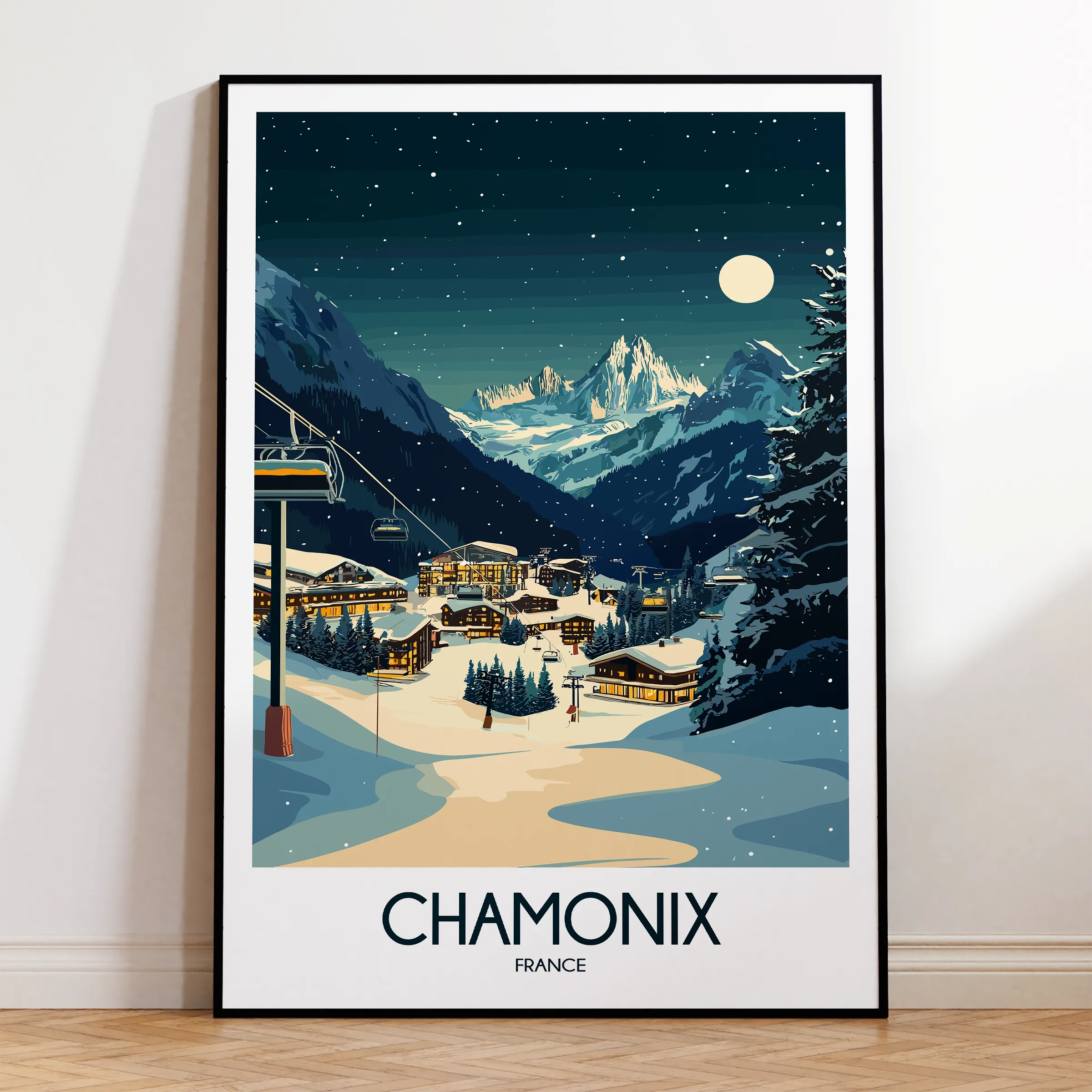 Chamonix Retro Travel Illustration