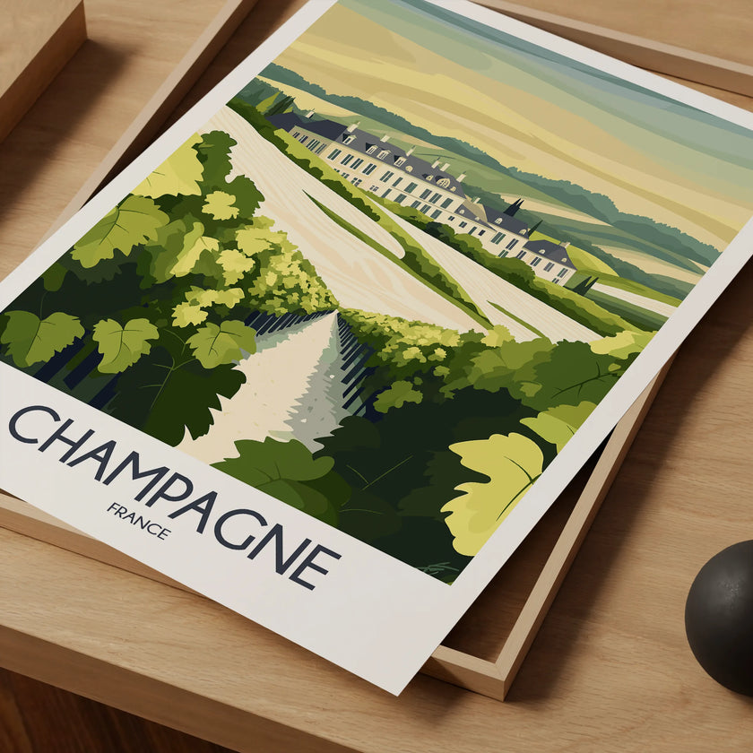 Champagne Vintage Style Print