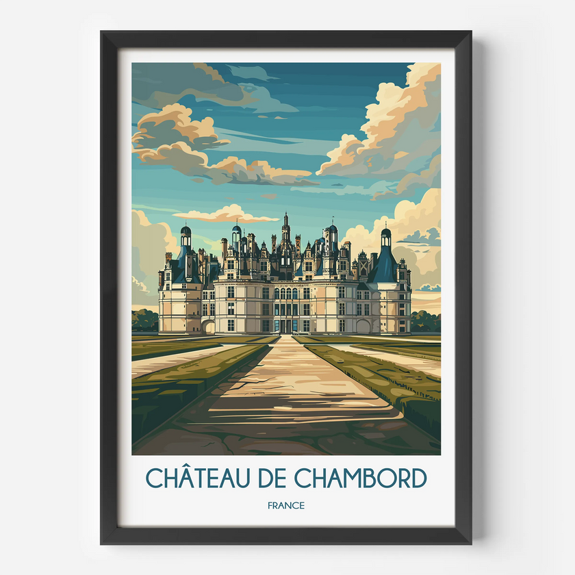 Chateau De Chambord Modern Travel Poster