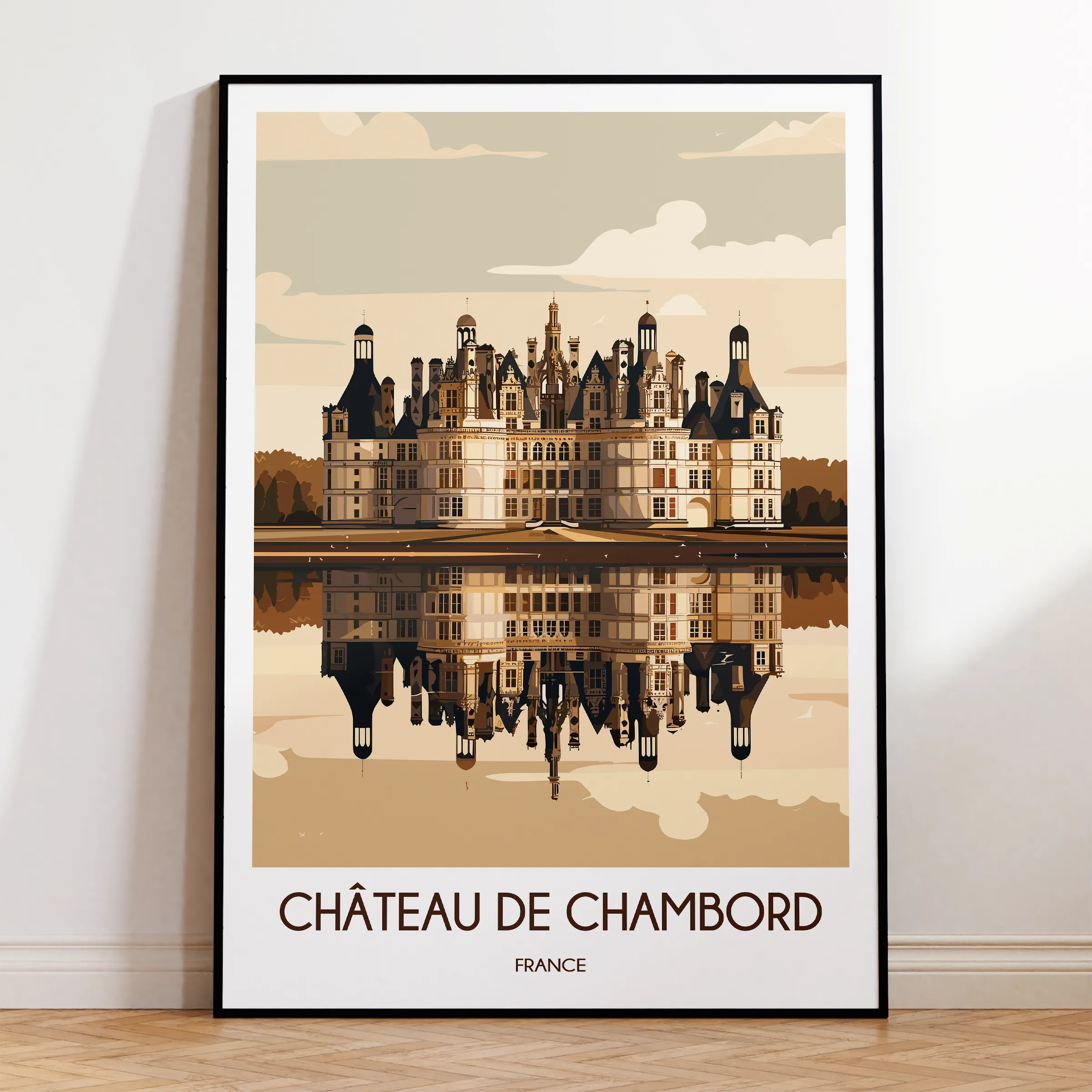Chateau De Chambord Retro Travel Illustration