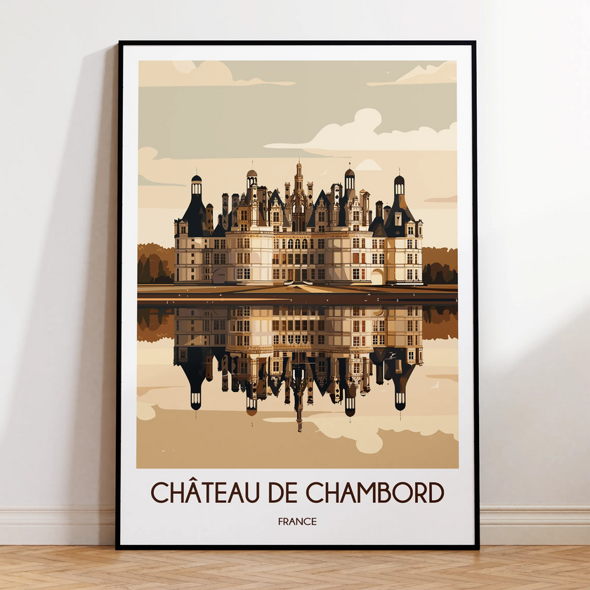 Chateau De Chambord Retro Travel Illustration
