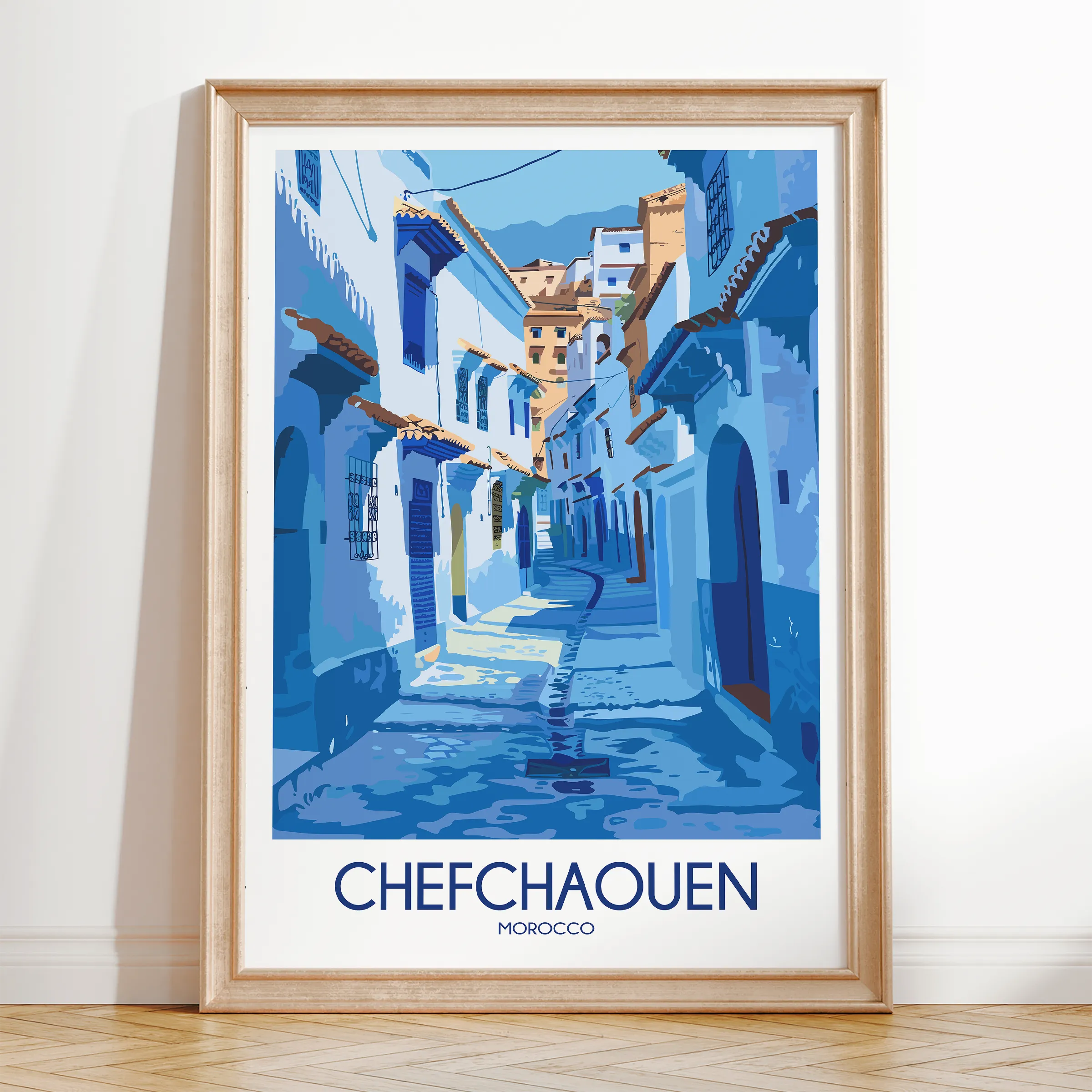 Chefchaouen Retro Travel Illustration