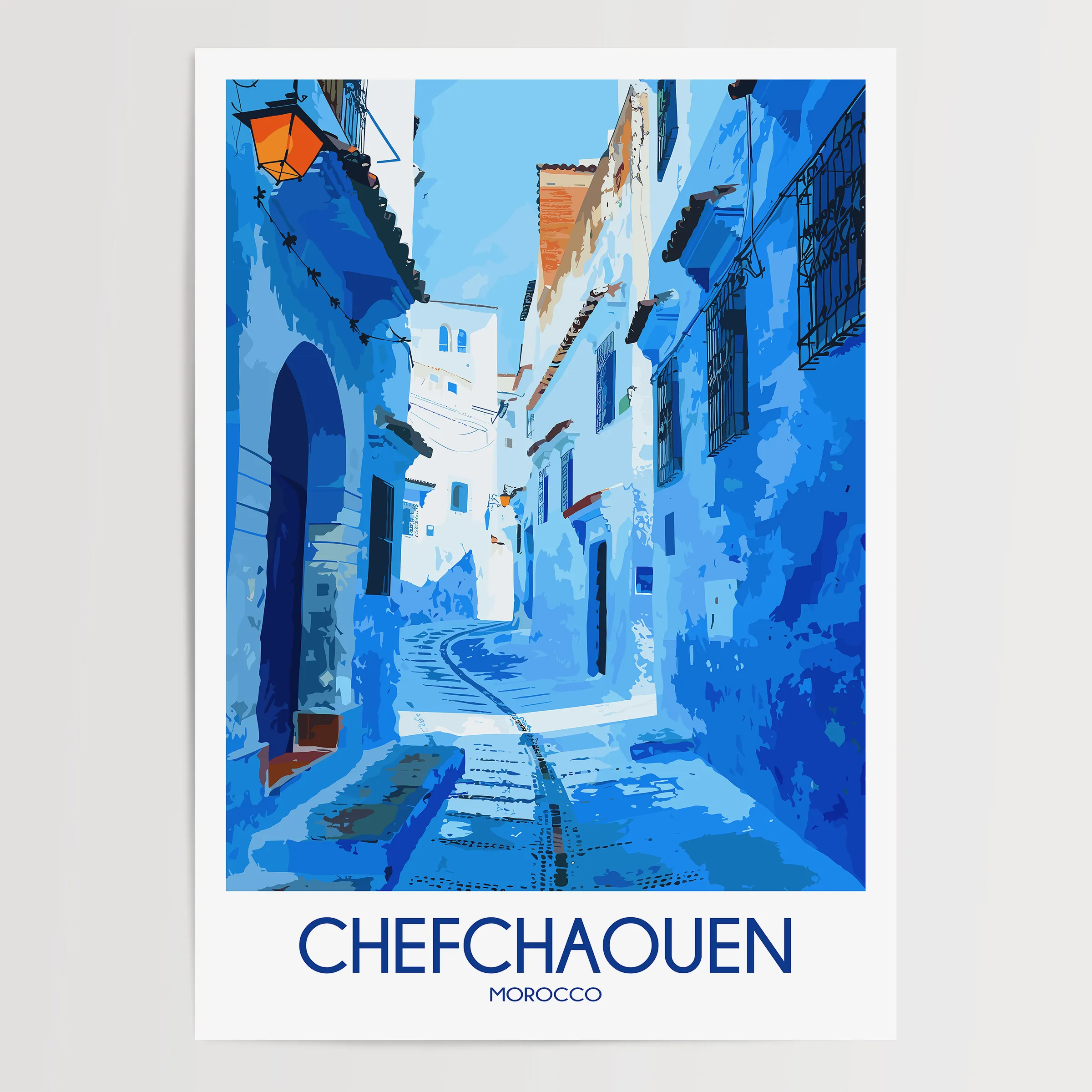 Chefchaouen Retro Travel Illustration
