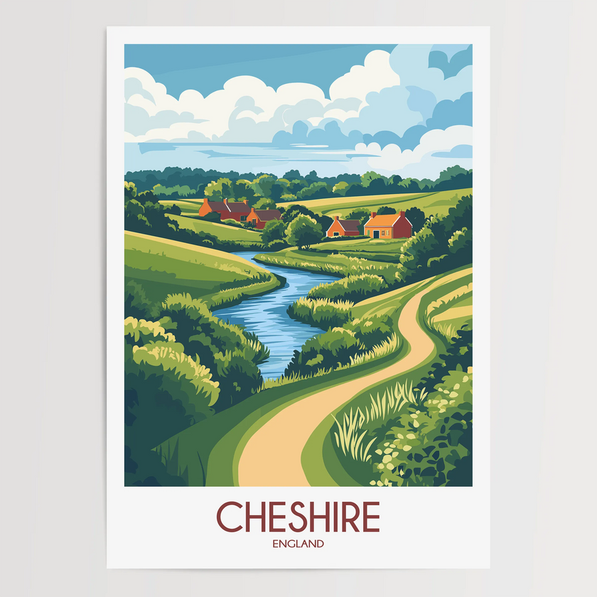 Cheshire Modern Travel Poster