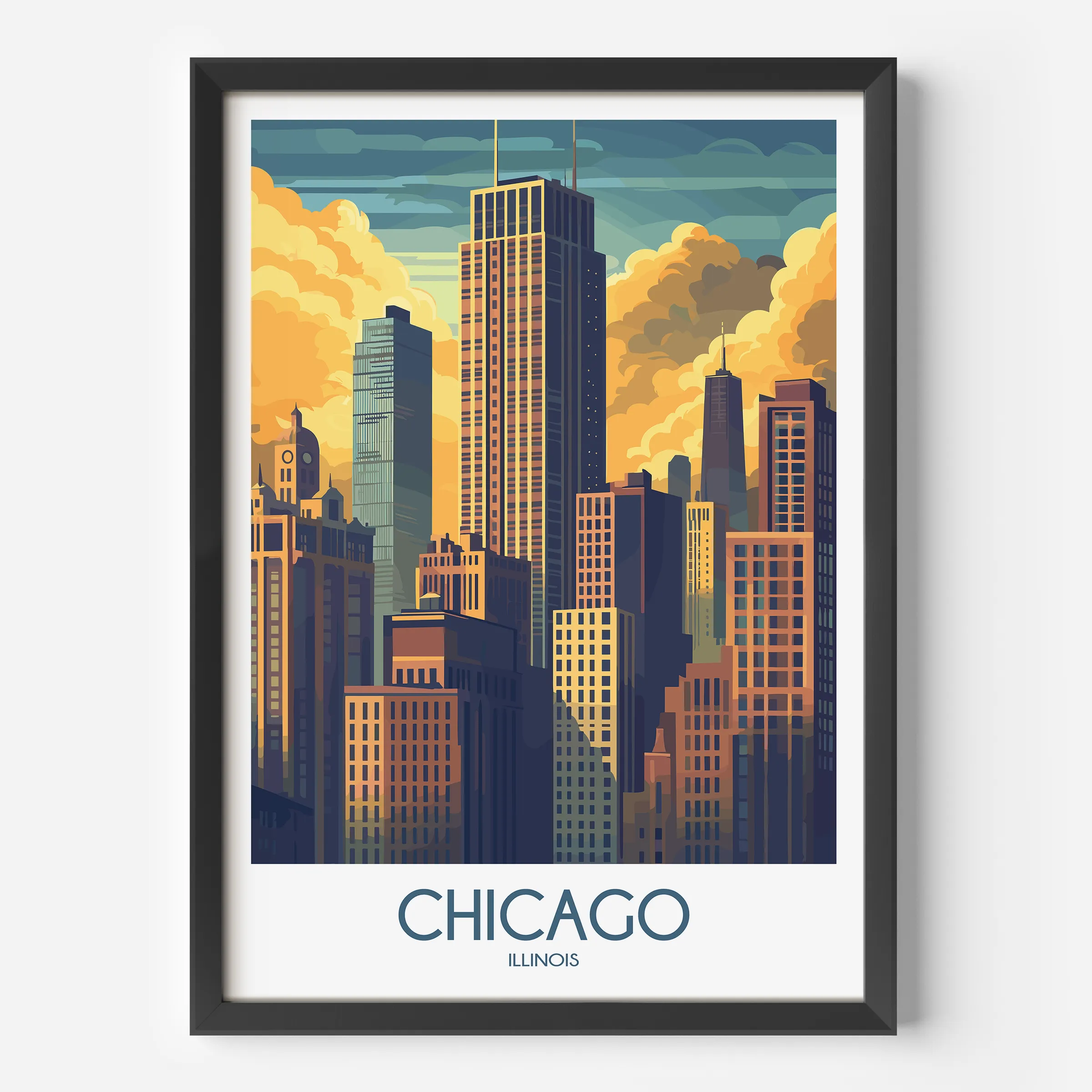 Chicago Retro Travel Illustration