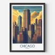 Chicago Retro Travel Illustration
